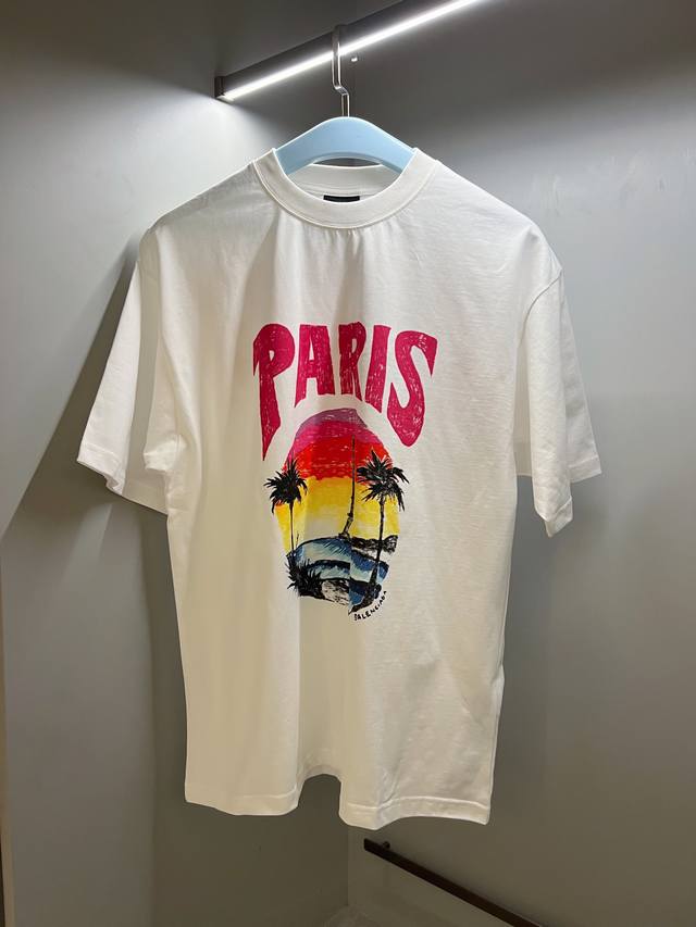 巴黎椰树铁塔t恤 颜色 白色 尺码 Sml